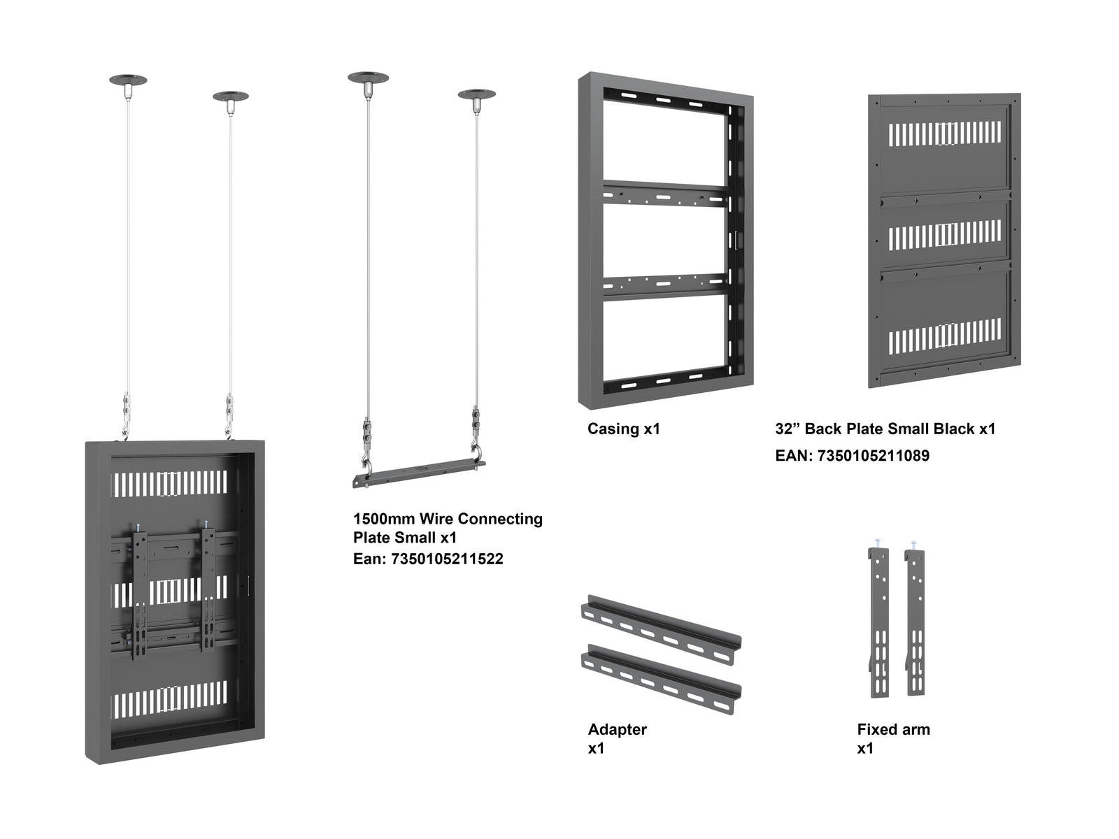 Multibrackets M Pro Series Enclosure 32" Wire Small Black Signage Display Enclosures Multibrackets