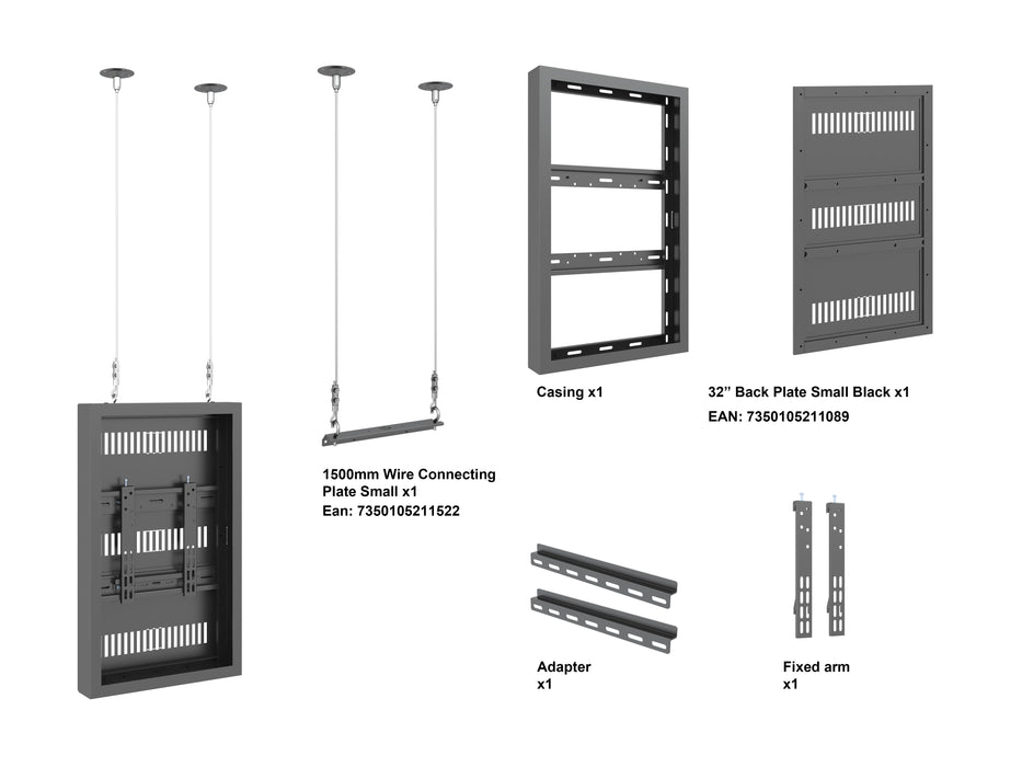 Multibrackets M Pro Series Enclosure 32" Wire Small Black Signage Display Enclosures Multibrackets