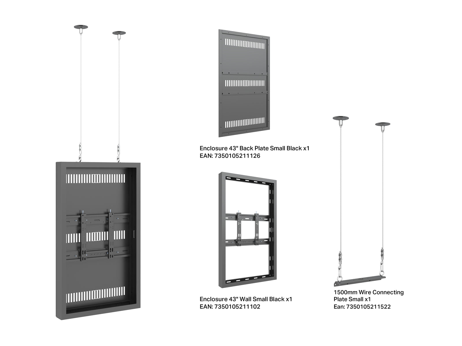 Multibrackets M Pro Series Enclosure 43" Wire Small White Signage Display Enclosures Multibrackets