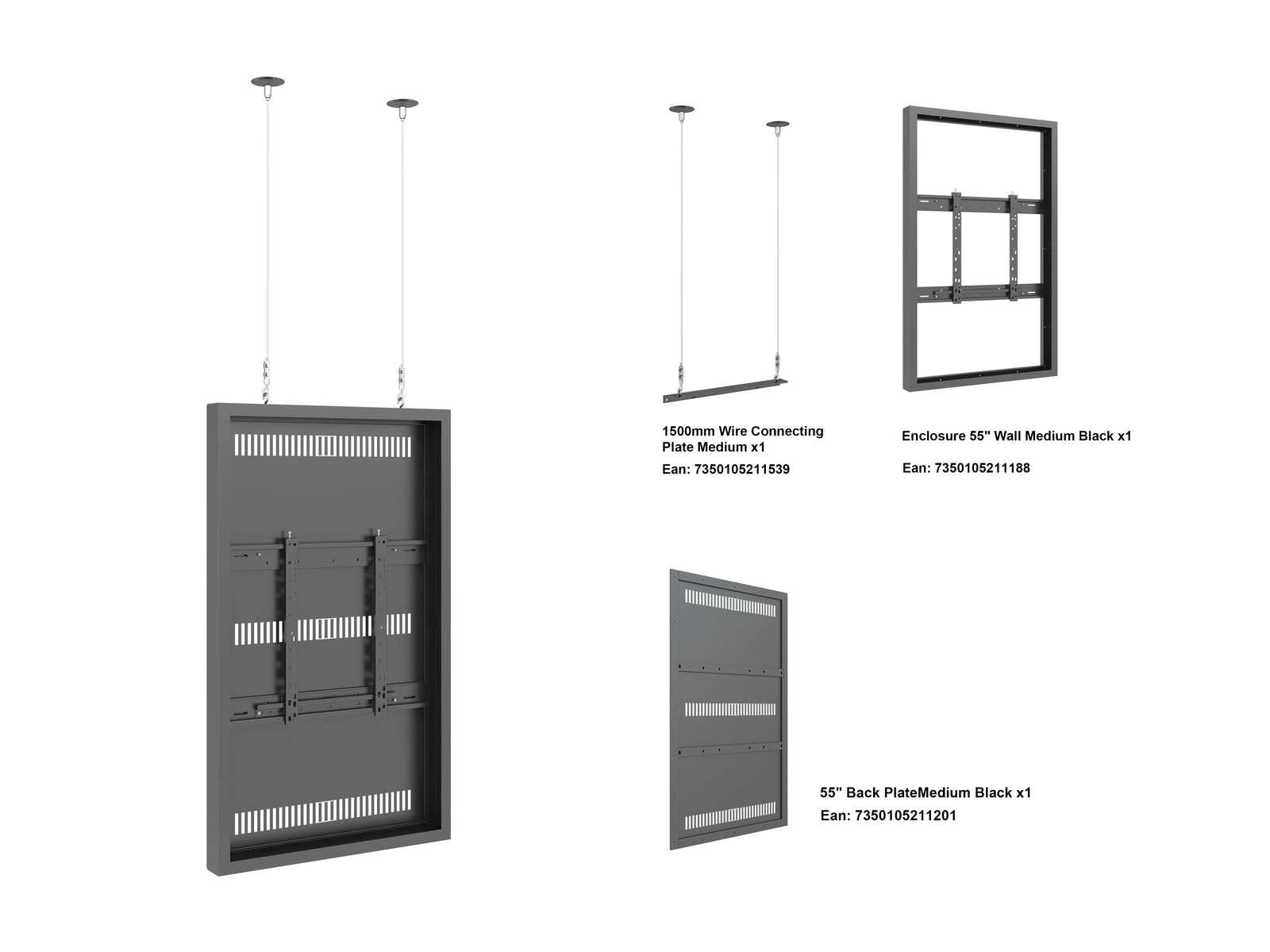 Multibrackets M Pro Series Enclosure 55" Wire Medium Black Signage Display Enclosures Multibrackets