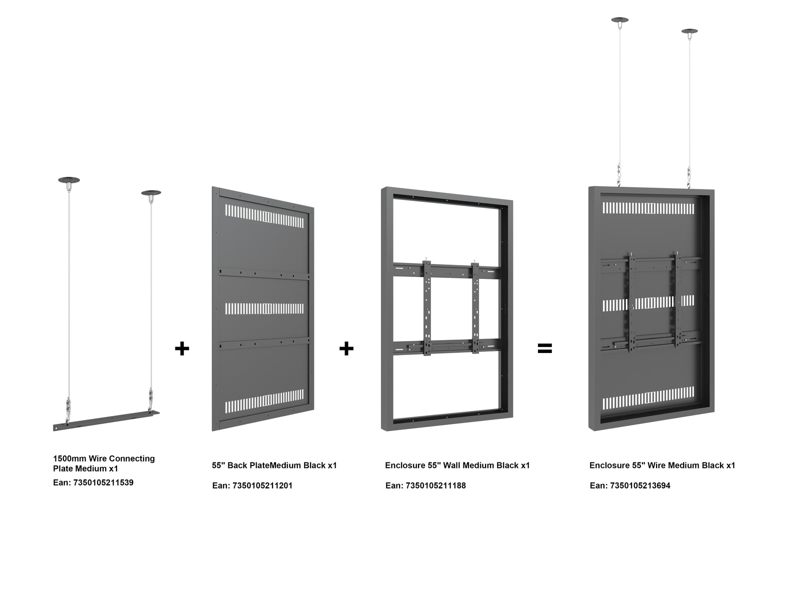 Multibrackets M Pro Series Enclosure 55" Wire Medium Black Signage Display Enclosures Multibrackets