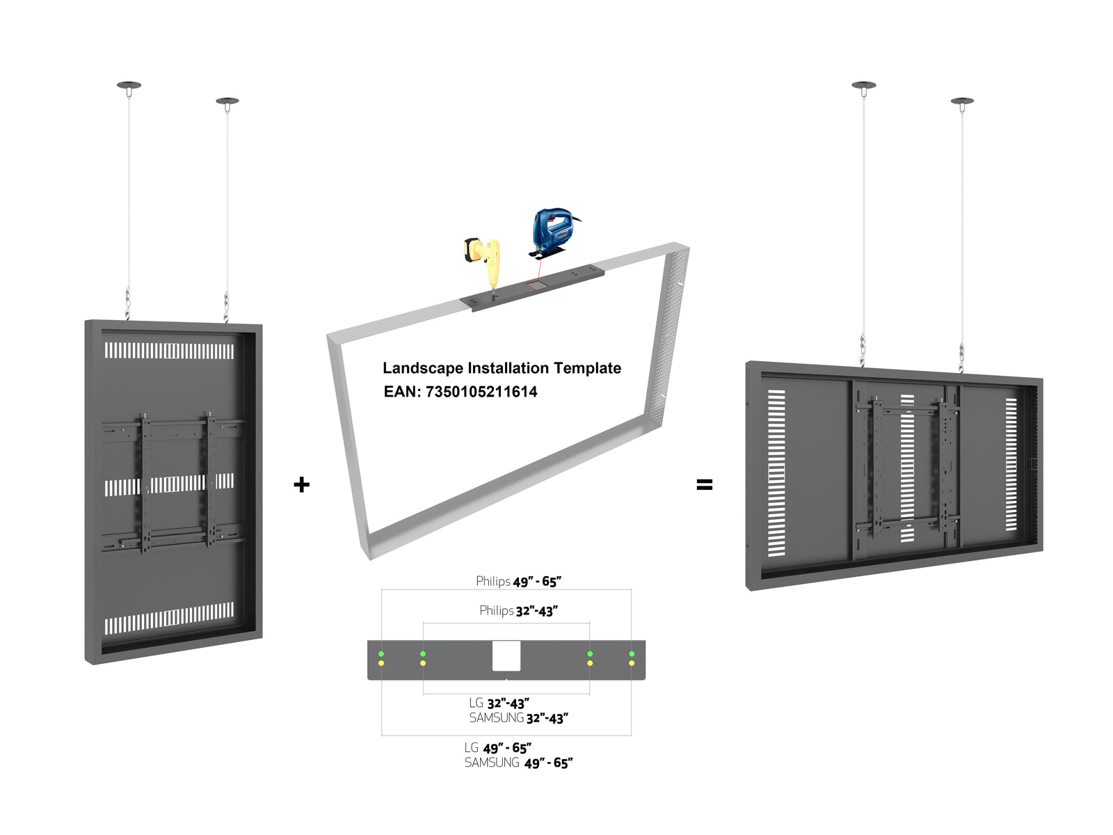 Multibrackets M Pro Series Enclosure 55" Wire Medium Black Signage Display Enclosures Multibrackets