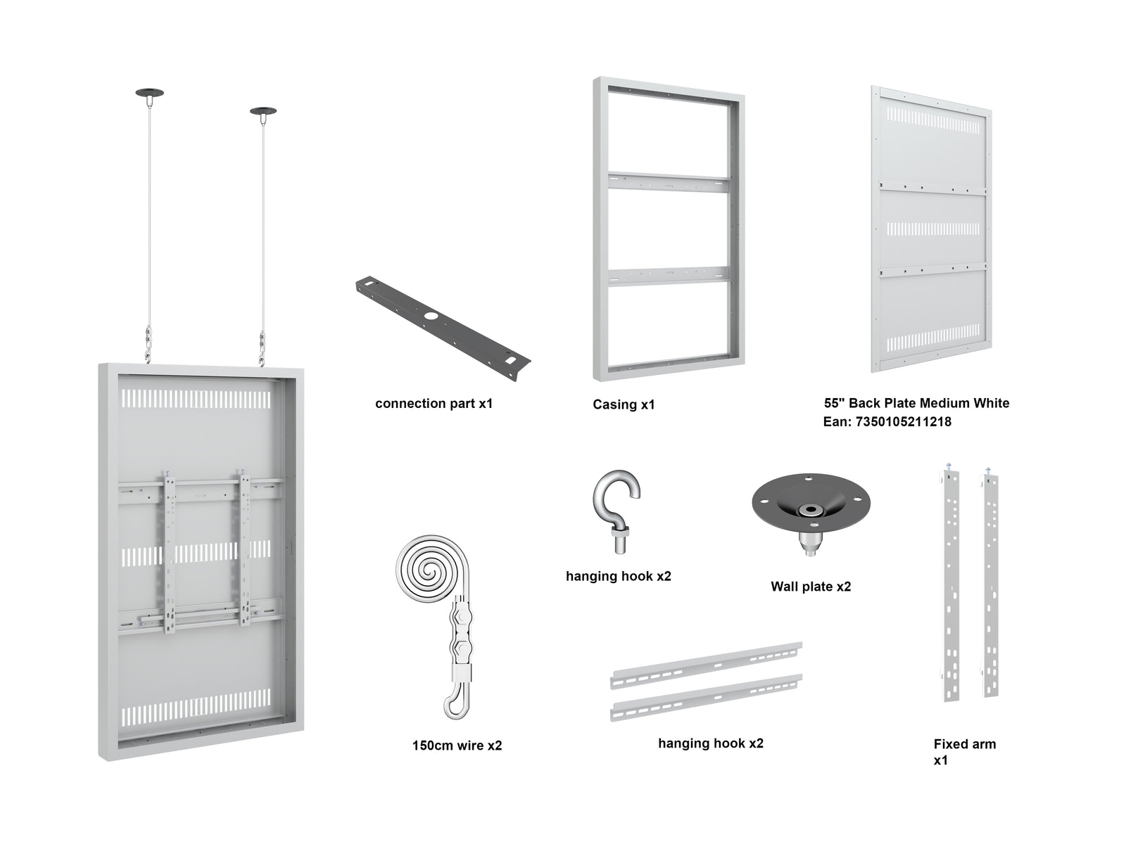Multibrackets M Pro Series Enclosure 55" Wire Medium White Signage Display Enclosures Multibrackets