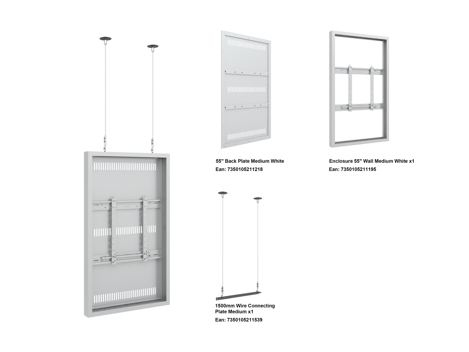Multibrackets M Pro Series Enclosure 55" Wire Medium White Signage Display Enclosures Multibrackets