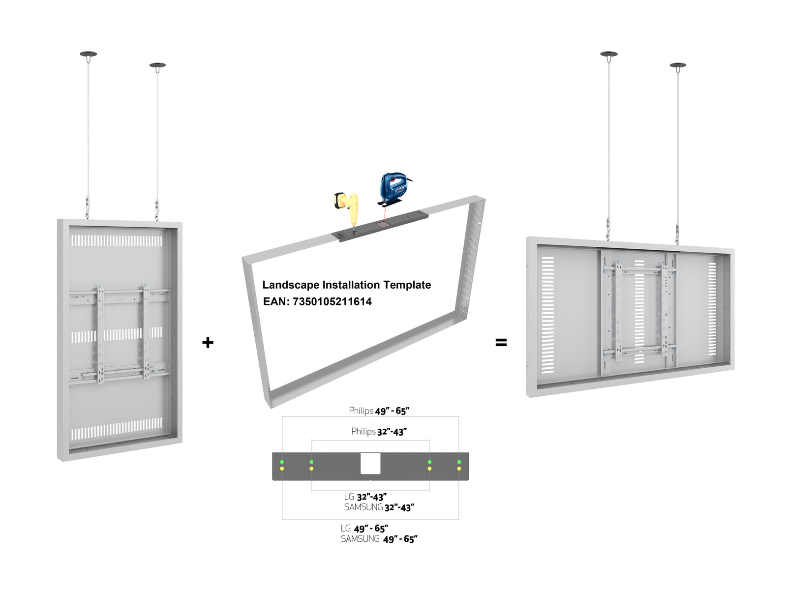 Multibrackets M Pro Series Enclosure 55" Wire Medium White Signage Display Enclosures Multibrackets