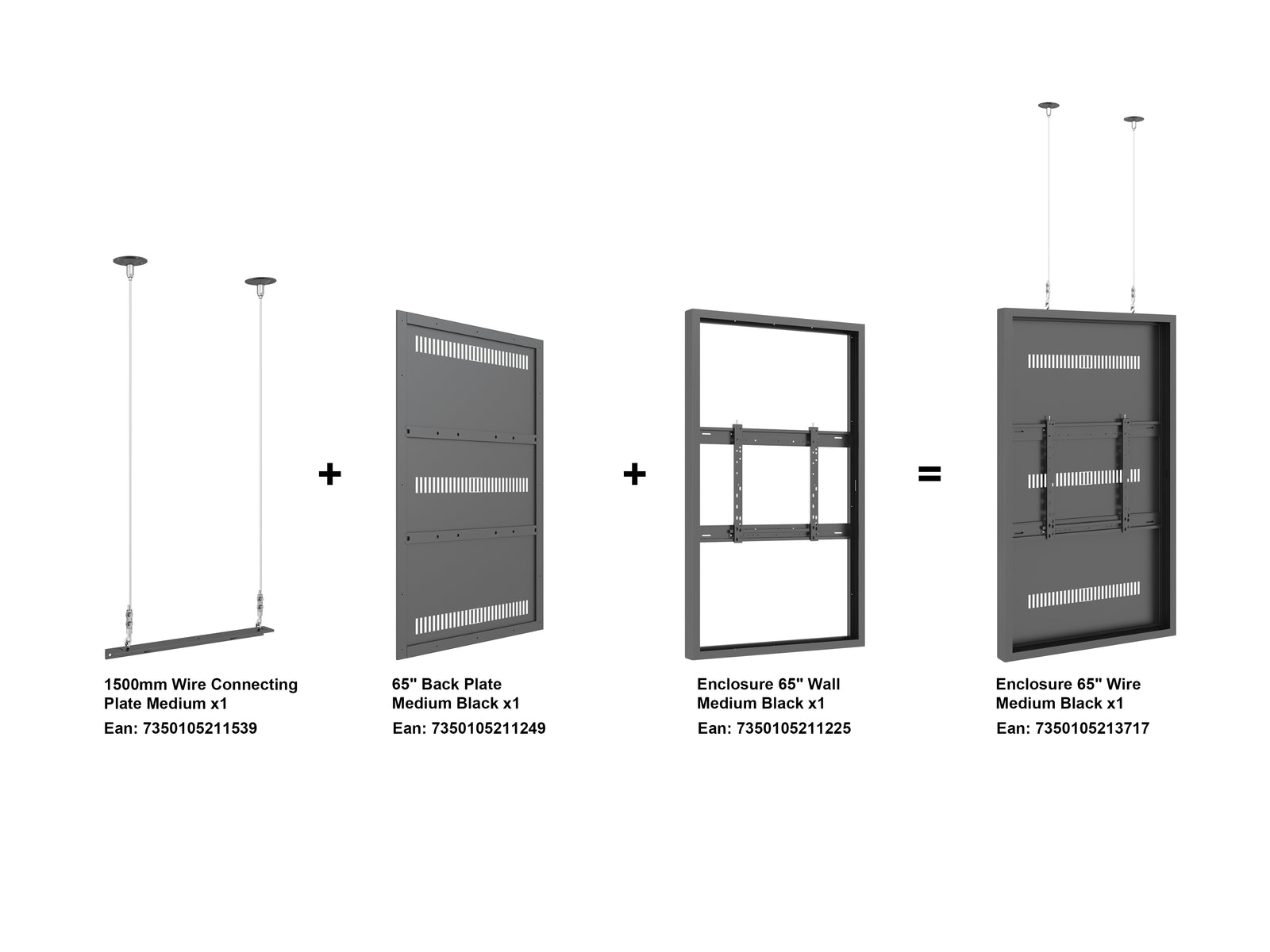 Multibrackets M Pro Series Enclosure 65" Wire Medium Black Signage Display Enclosures Multibrackets