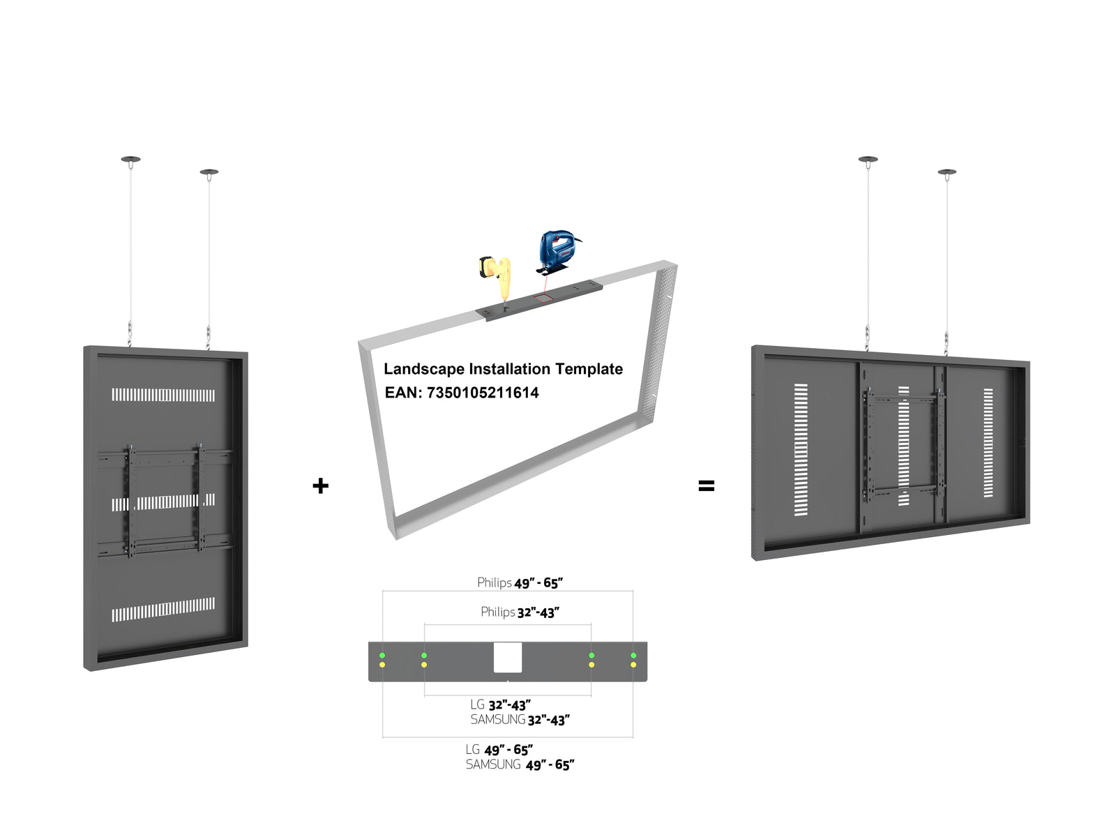 Multibrackets M Pro Series Enclosure 65" Wire Medium Black Signage Display Enclosures Multibrackets
