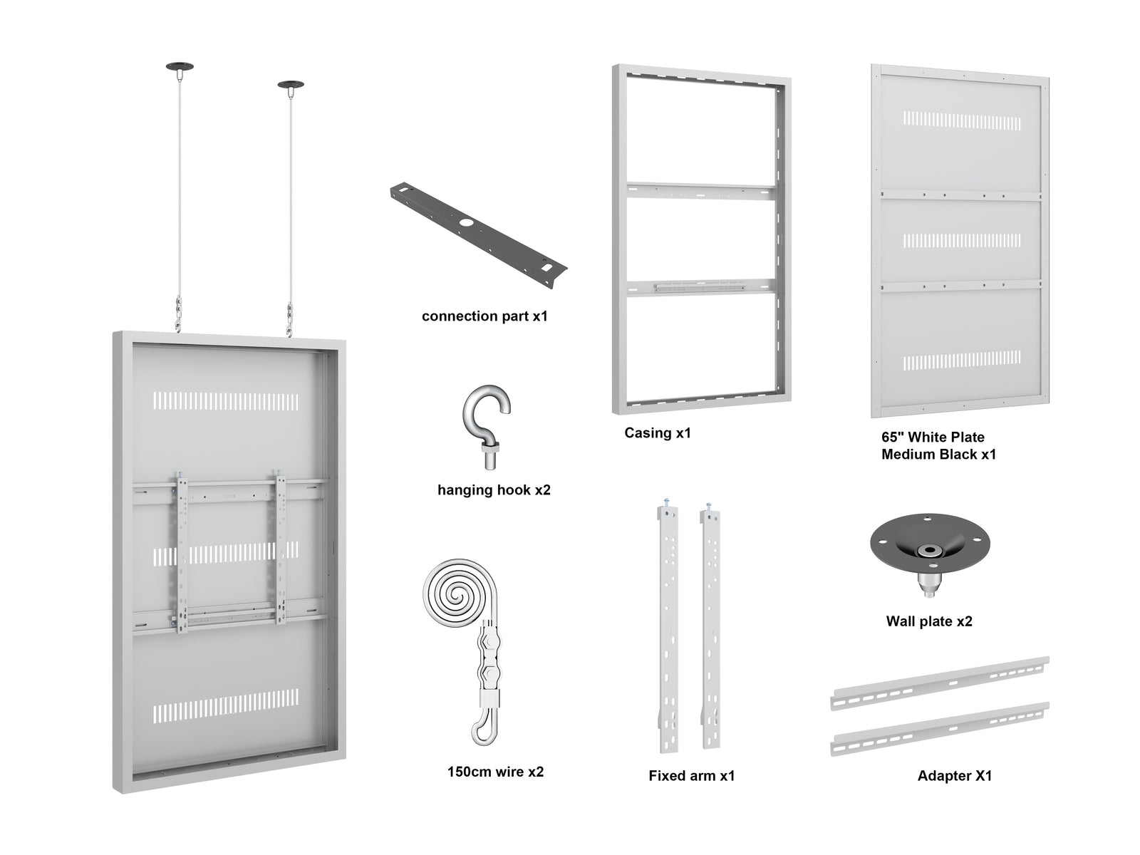 Multibrackets M Pro Series Enclosure 65" Wire Medium White Signage Display Enclosures Multibrackets