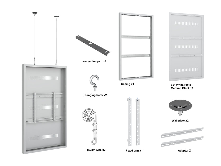 Multibrackets M Pro Series Enclosure 65" Wire Medium White Signage Display Enclosures Multibrackets