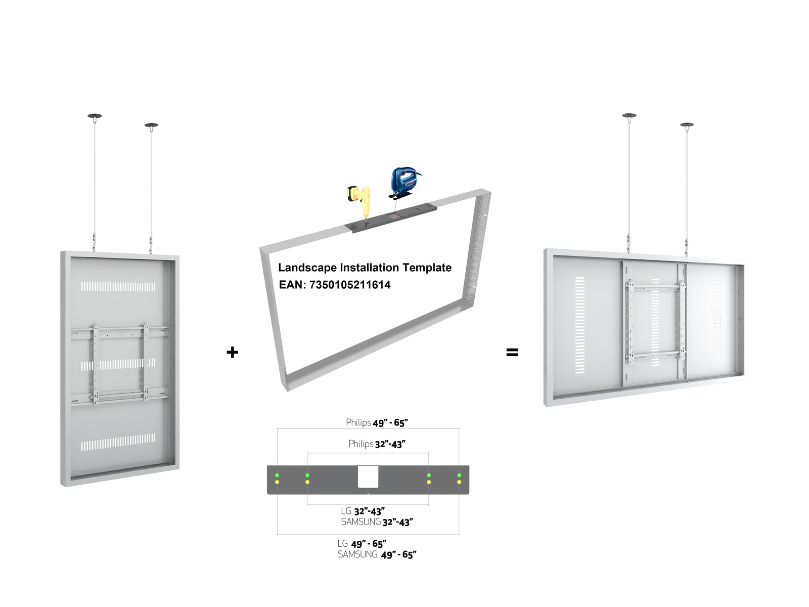 Multibrackets M Pro Series Enclosure 65" Wire Medium White Signage Display Enclosures Multibrackets