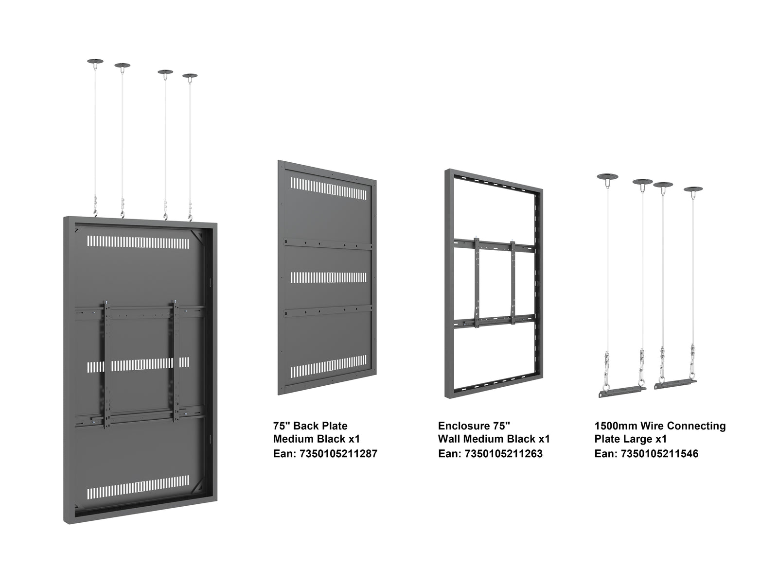 Multibrackets M Pro Series Enclosure 75" Wire Large Black Signage Display Enclosures Multibrackets