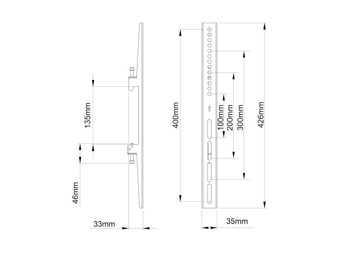 Multibrackets M Pro Series Fixed Arms - 400mm Mounting Accessory Multibrackets