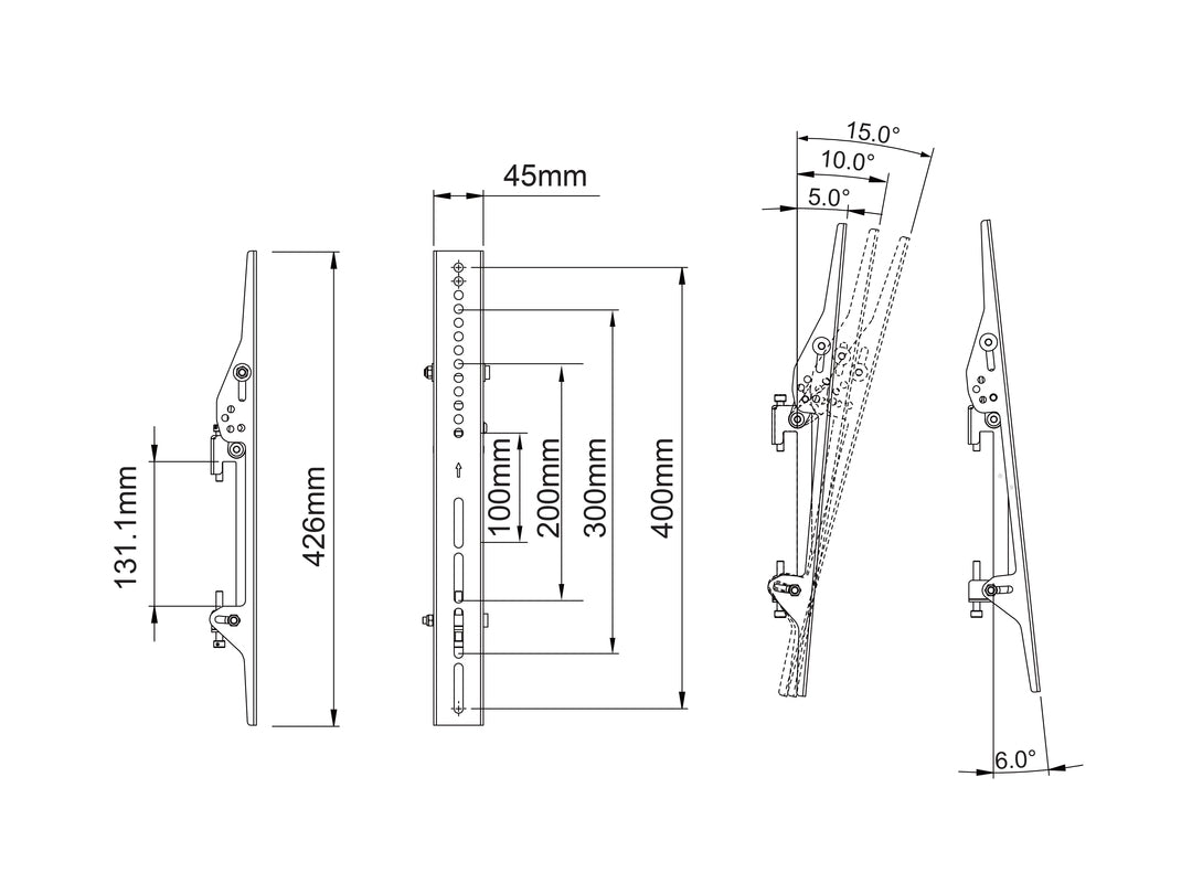 Multibrackets M Pro Series Tilt Arms 400mm Black | 7350073733743 Mounting Accessory Multibrackets