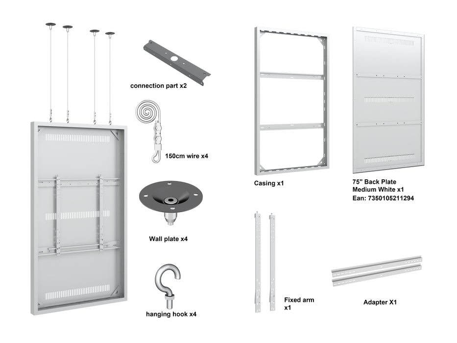 Multibrackets M Pro Series Enclosure 75" Wire Large White Signage Display Enclosures Multibrackets