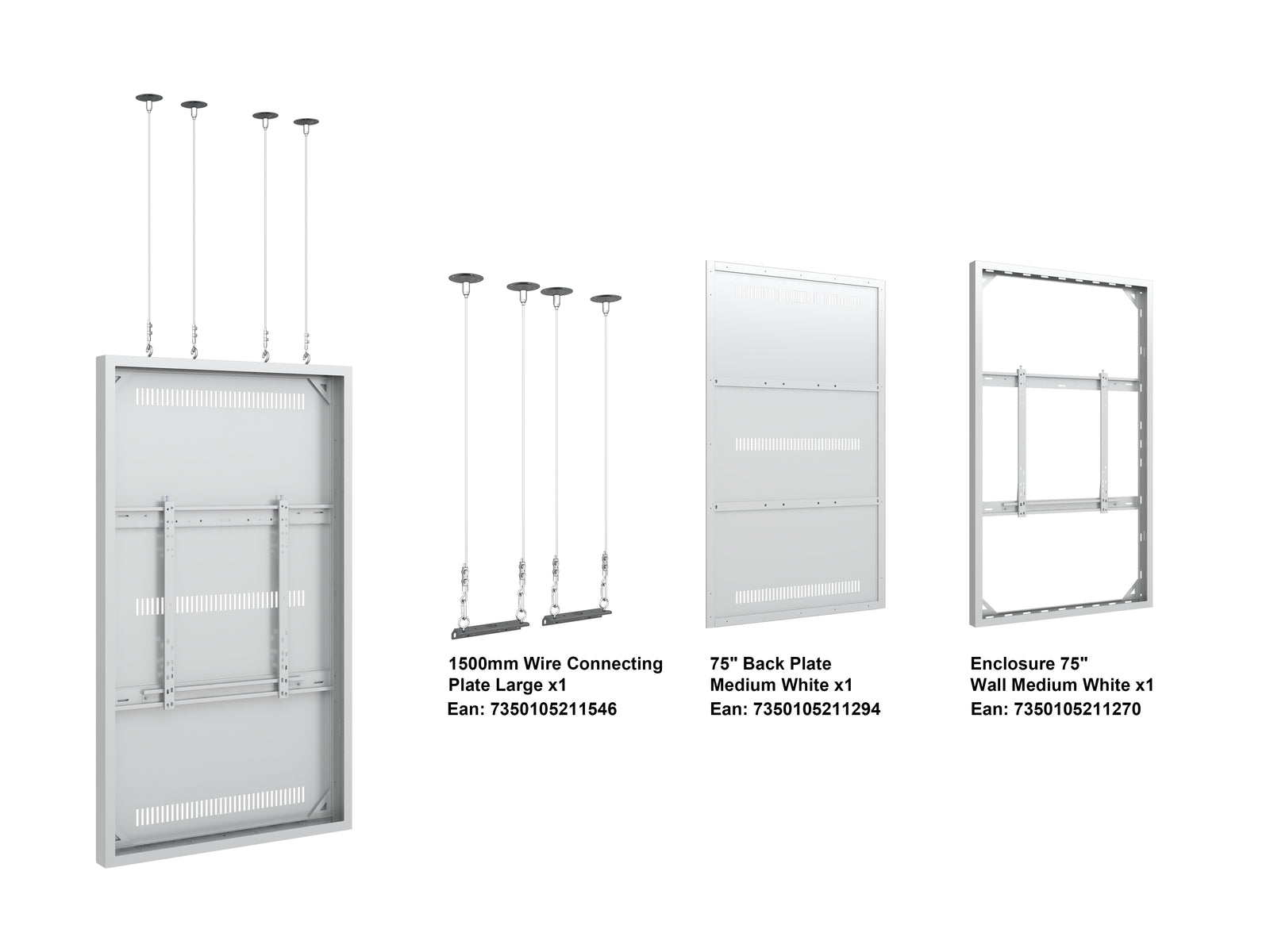 Multibrackets M Pro Series Enclosure 75" Wire Large White Signage Display Enclosures Multibrackets