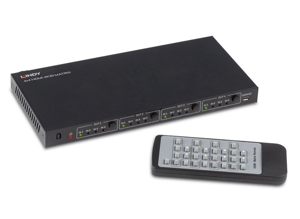 Lindy 4x4 HDMI 4K60 Matrix | 38152 Lindy Video Splitters Lindy