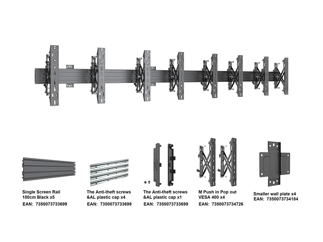 Multibrackets MBW4X1U Push In Pop Out M Wallmount Pro - (37" - 65") Wall Mount Bracket Multibrackets