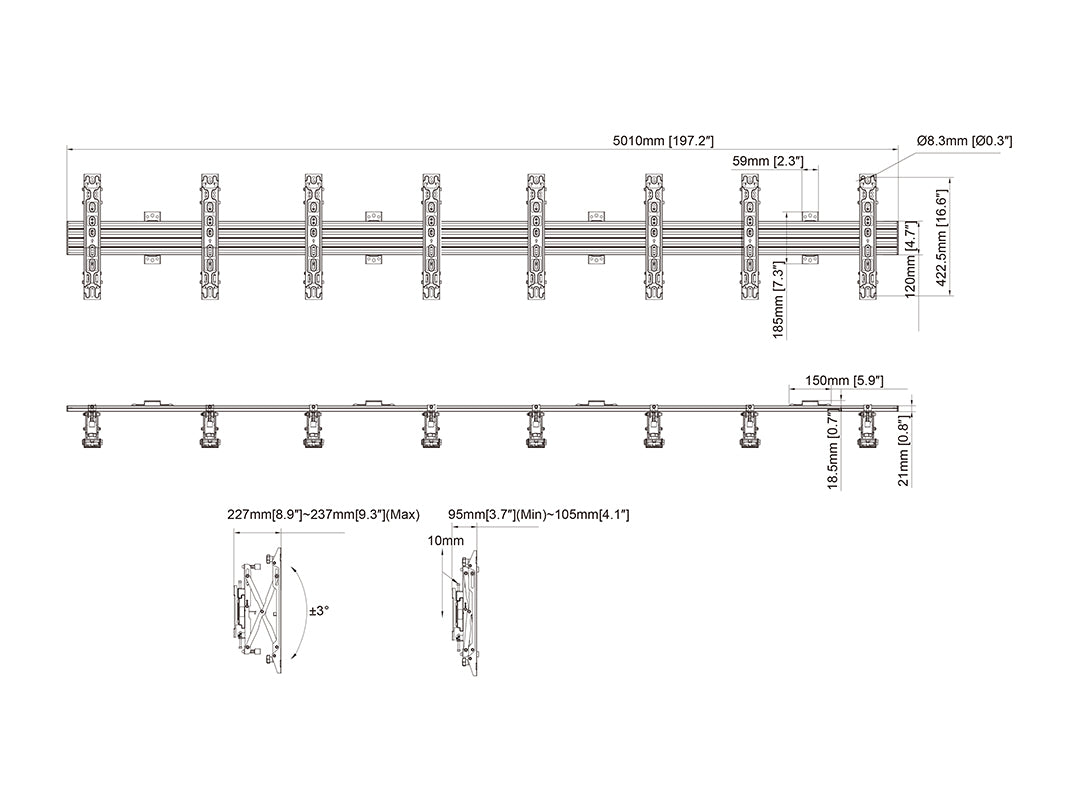 Multibrackets MBW4X1U Push In Pop Out M Wallmount Pro - (37" - 65") Wall Mount Bracket Multibrackets