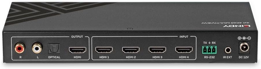Lindy 4x1 4K60 HDMI Seamless Multiview Switch | 38228 Video Switches Lindy