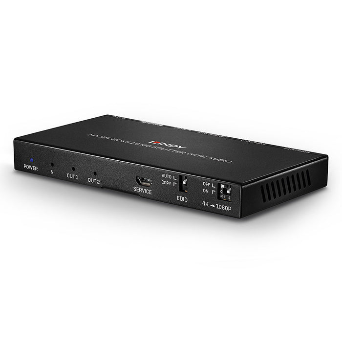 Lindy 2 Port HDMI 18G Splitter with Audio & Downscaling | 38230 Video Splitter Lindy