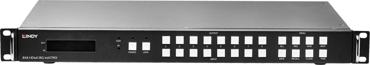 Lindy Electronics 8x8 HDMI 18G Matrix with Video Wall Scaling | 38260 Matrix Switcher Lindy