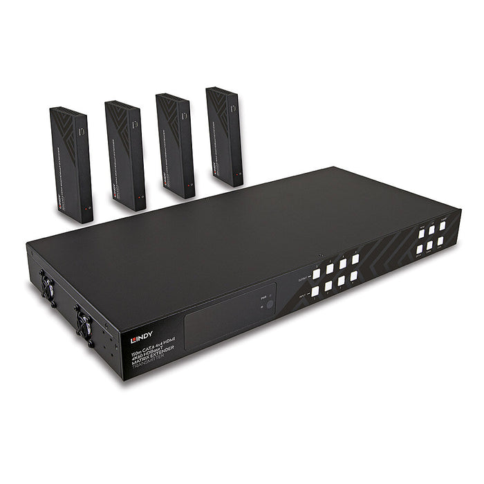 Lindy 150m Cat.6 4x4 HDMI 4K60 HDBaseT Matrix Extender | 38345 AV Extender Lindy