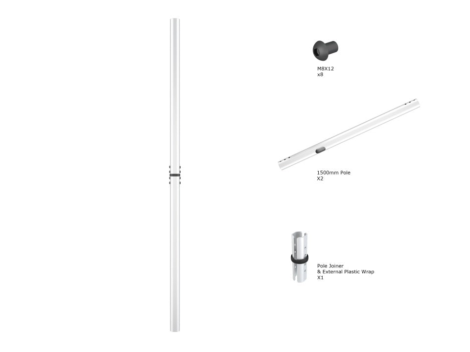 Multibrackets M Pro Series Chrome Extension Pipe 3m | 7350073733835 Mounting Accessory Multibrackets