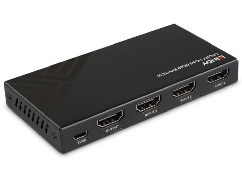 Lindy 3 Port HDMI 8K60 Switch | 38369 Video Switches Lindy