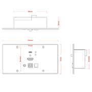 Lindy 150m Cat.6 HDMI 4K60 & Type C HDBaseT EU Wall Plate KVM Extender, Transmitter | 38388 AV Extender Lindy