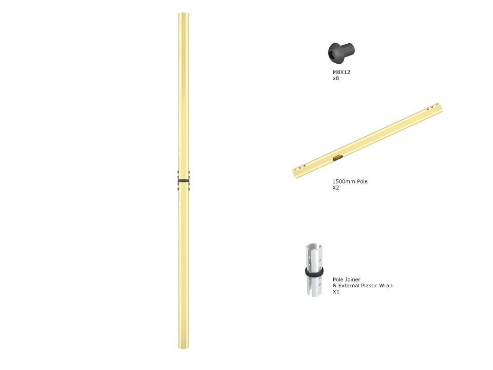 Multibrackets M Pro Series Brass Extension Pipe - 3m Mounting Accessory Multibrackets