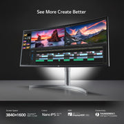 LG 38" UltraWide™ QHD+ Nano IPS 144Hz Curved Monitor | 38WN95CP-W.AEK Desktop Monitor LG