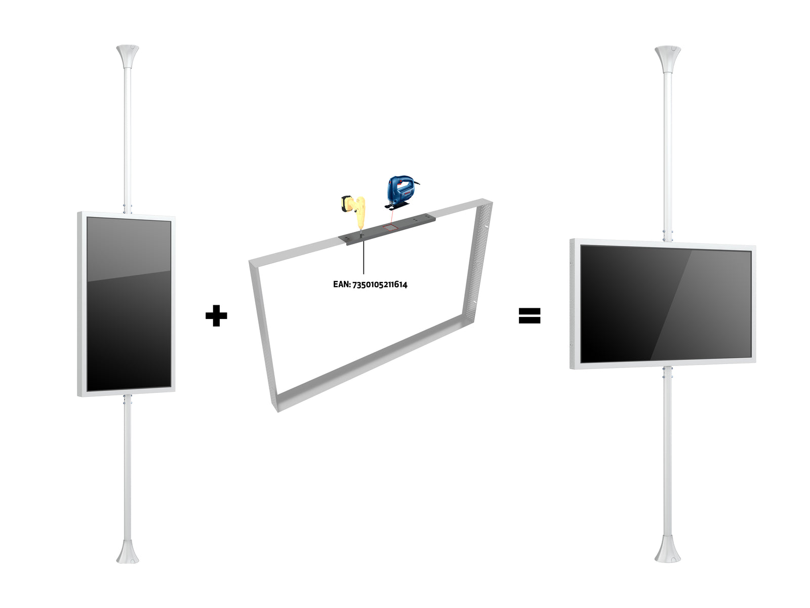 Multibrackets M Pro Series Enclosure 50" Floor to Ceiling Medium White Signage Display Enclosures Multibrackets