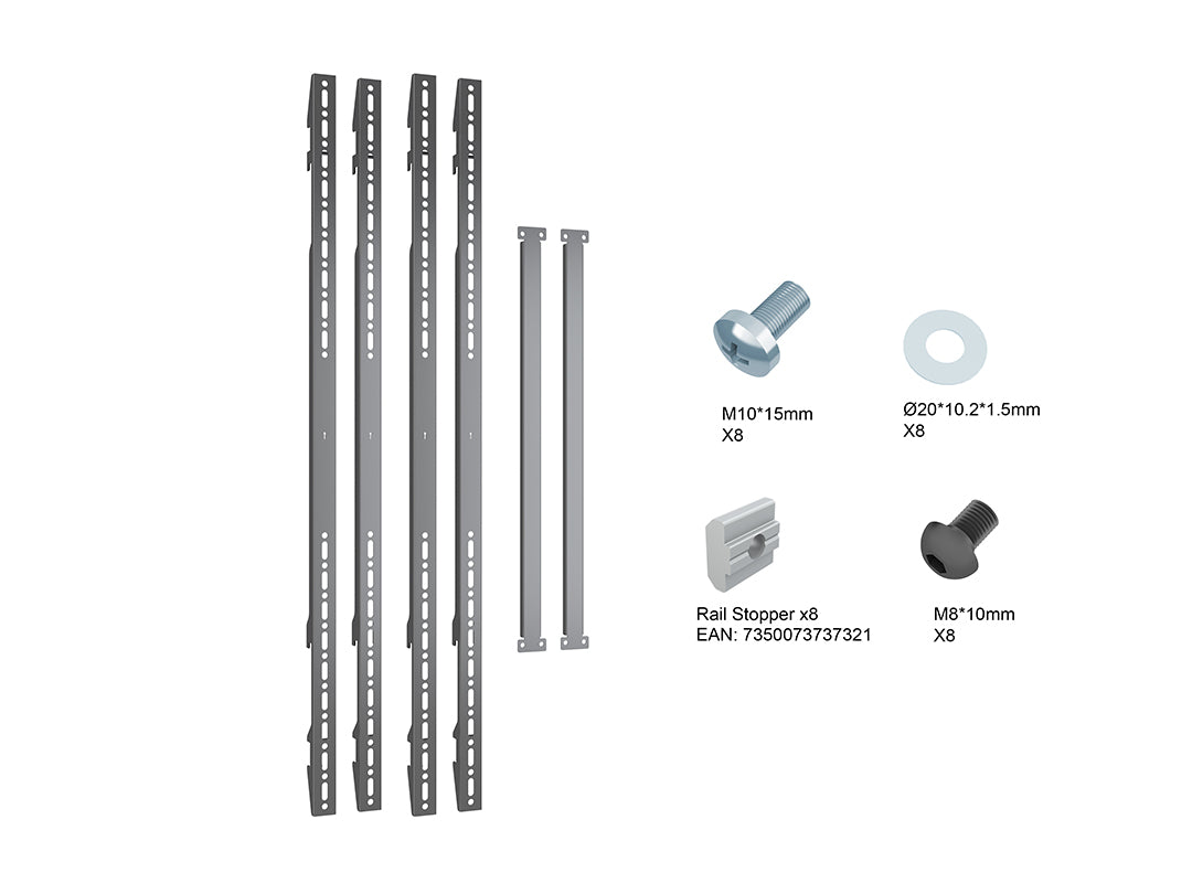 Multibrackets M Pro Series Fixed Arm 126cm + M Pro Series Aluminum Rail Support Bar Mounting Accessory Multibrackets