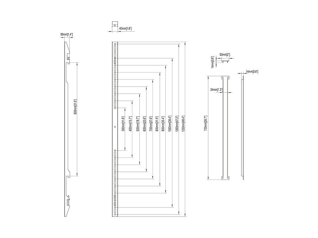 Multibrackets M Pro Series Fixed Arm 126cm + M Pro Series Aluminum Rail Support Bar Mounting Accessory Multibrackets