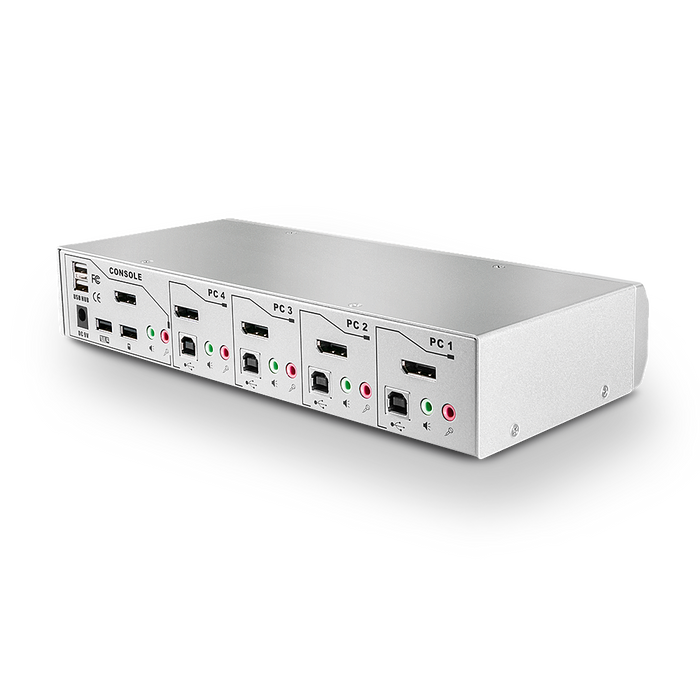 Lindy 4 Port DisplayPort 1.2, USB 2.0 & Audio KVM Switch | 39305 Switches Lindy