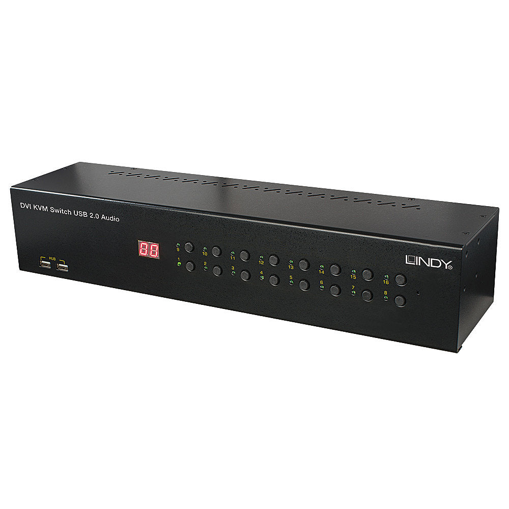 Lindy 16 Port DVI-I Single Link, USB 2.0 & Audio KVM Switch | 39318 Switches Lindy