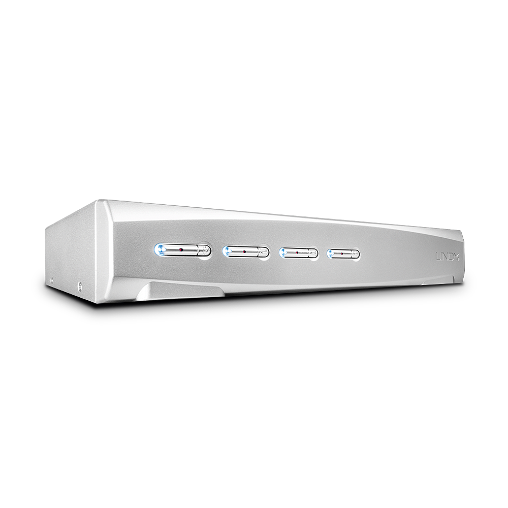 Lindy 4 Port DVI-I Dual Link, USB 2.0 & Audio KVM Switch | 39339 Switches Lindy