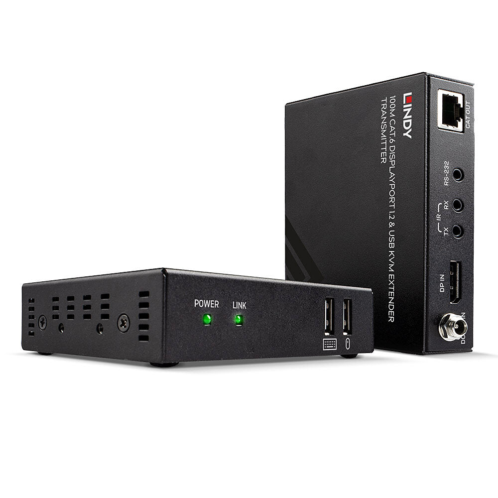 Lindy 100m Cat.6 DisplayPort 1.2, USB, IR & RS232 KVM Extender | 39375 AV Extender Lindy