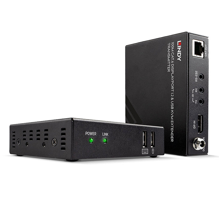 Lindy 100m Cat.6 DisplayPort 1.2, USB, IR & RS232 KVM Extender | 39375