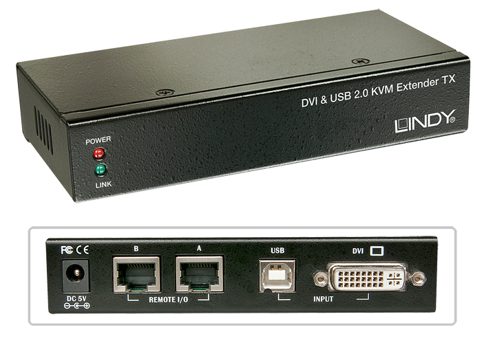Lindy 50m Cat.6 DVI-D Single Link, USB & Audio KVM Extender - 39377 Switches Lindy