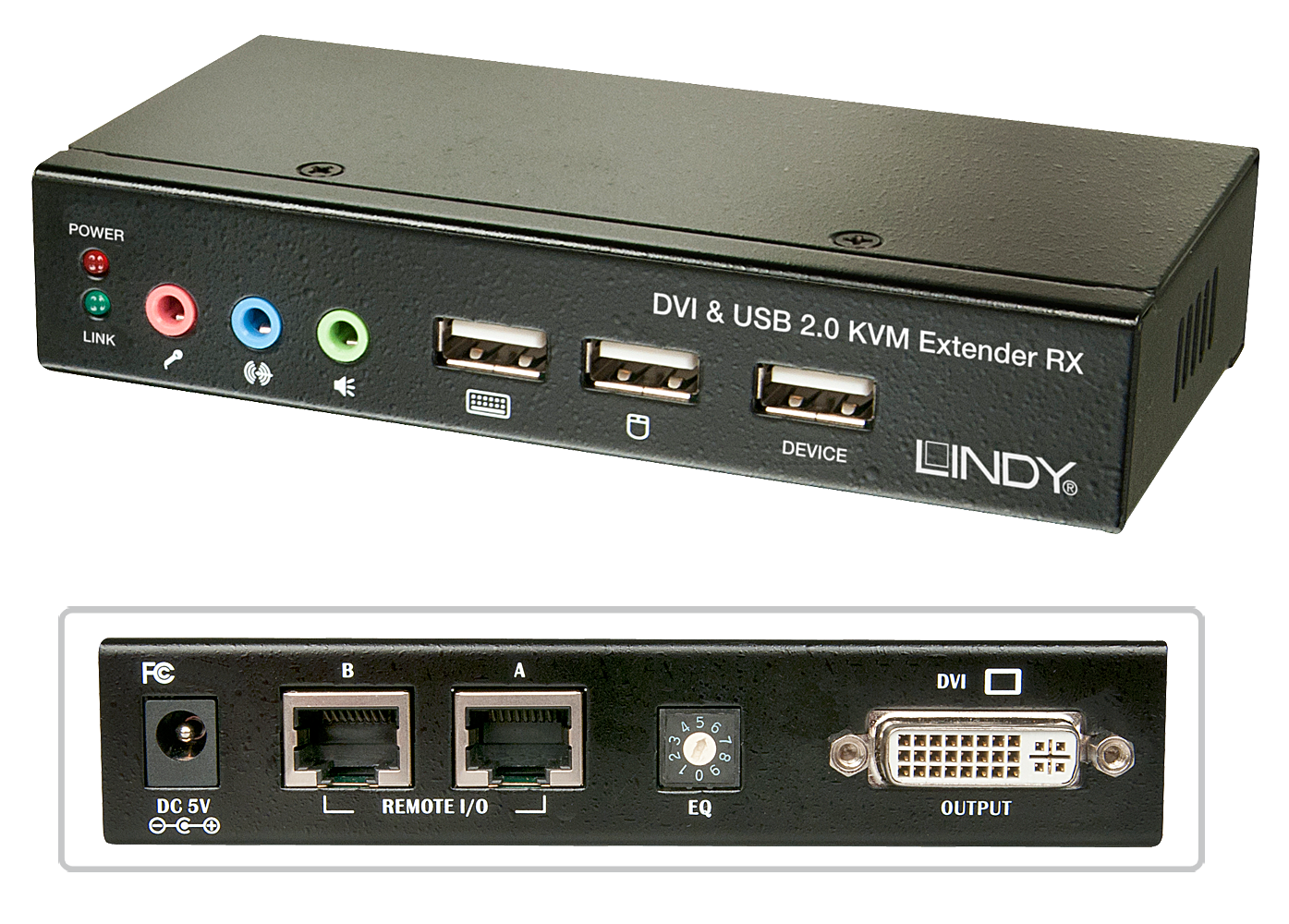 Lindy 50m Cat.6 DVI-D Single Link, USB & Audio KVM Extender - 39377 Switches Lindy