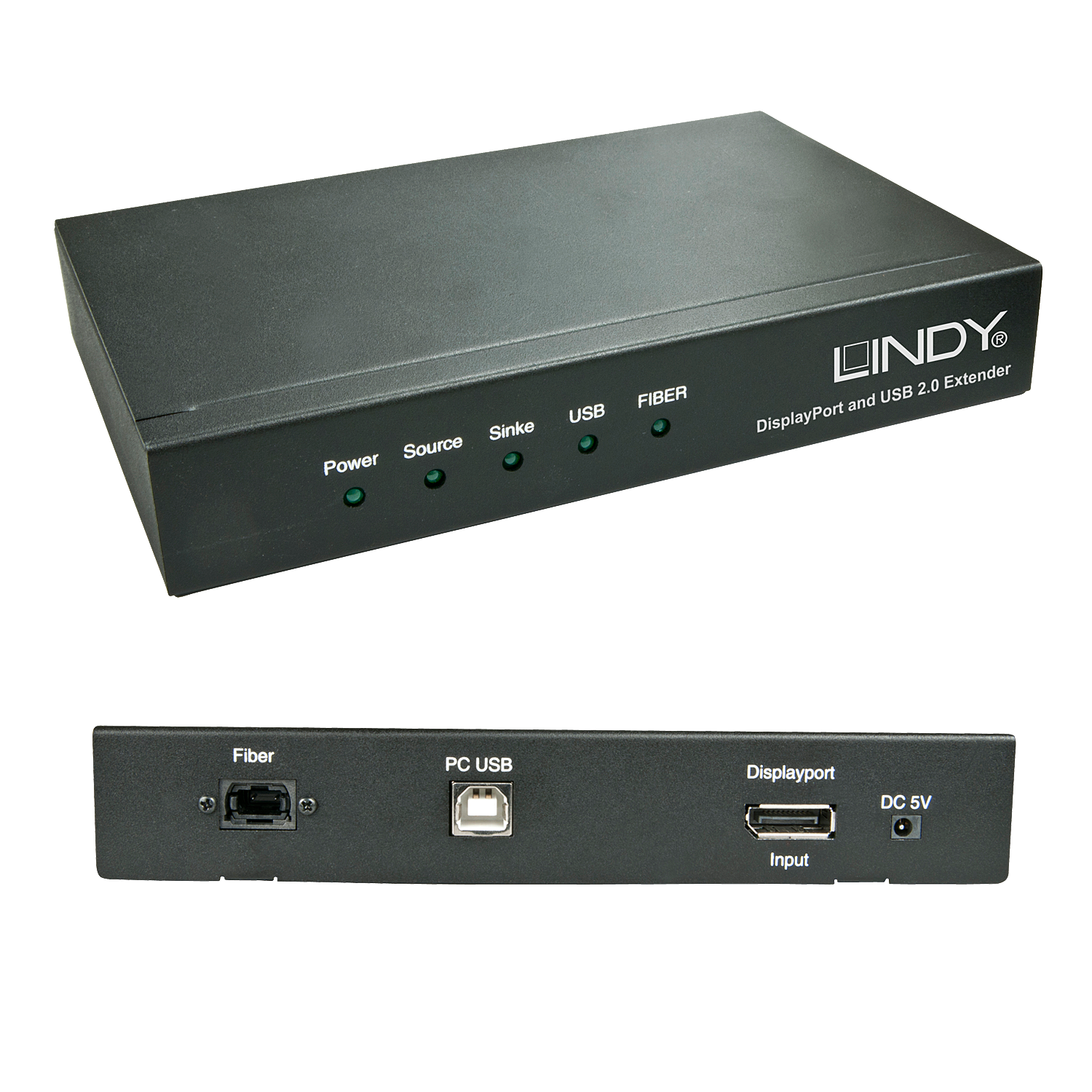 Lindy 200m Fibre Optic DisplayPort 1.2 & USB 2.0 KVM Extender | 39380 AV Extender Lindy