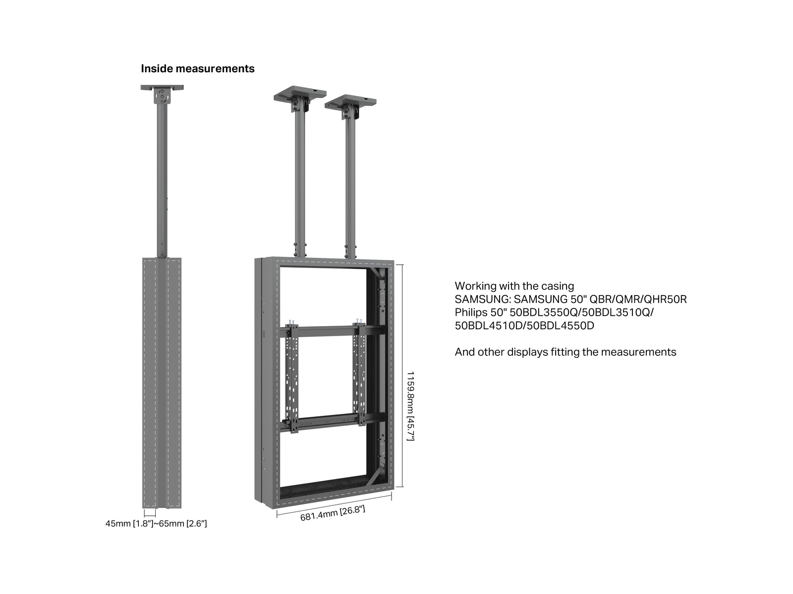 Multibrackets M Pro Series Enclosure 50" Ceilingmount Medium B2B Black Signage Display Enclosures Multibrackets