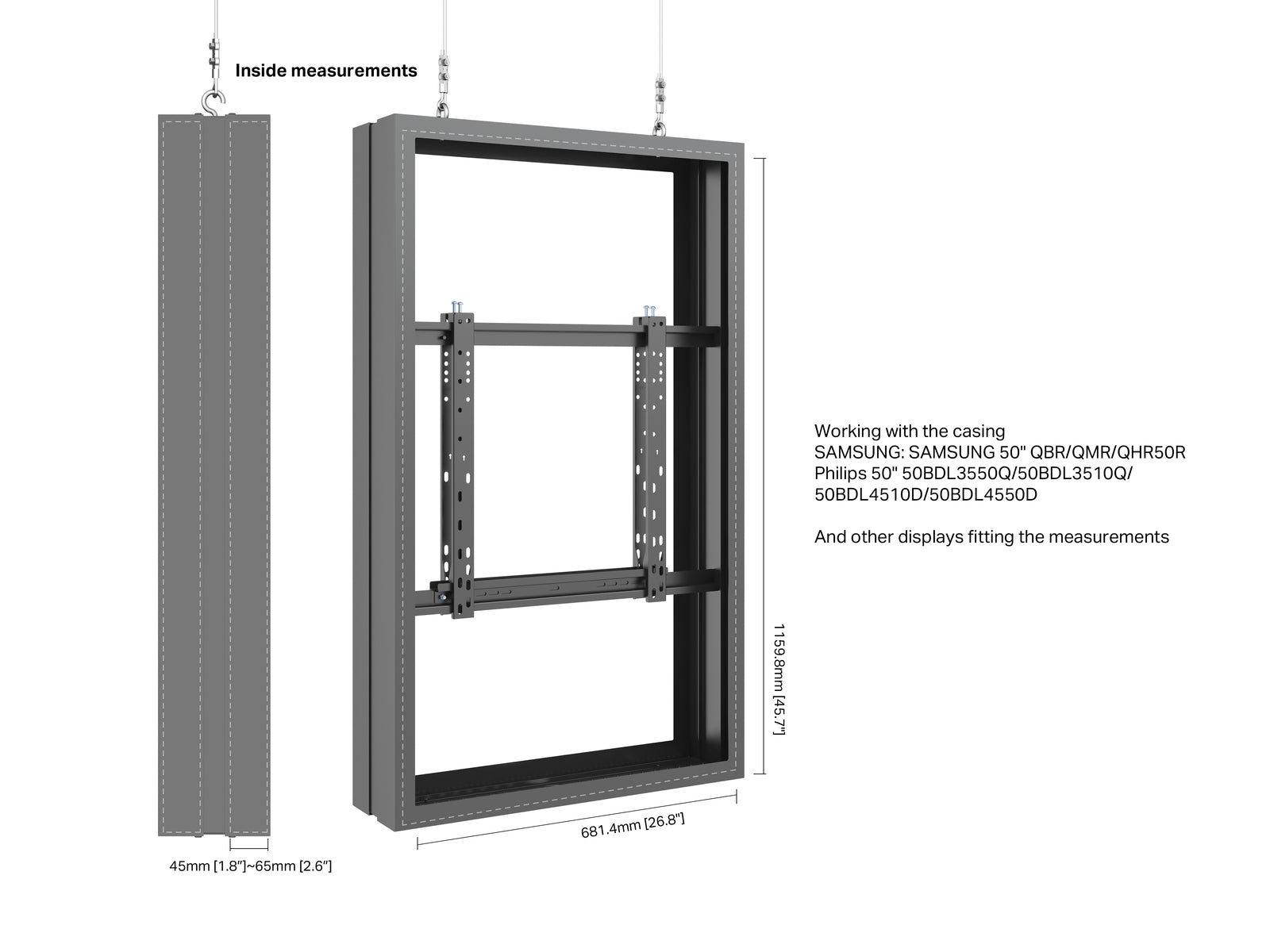 Multibrackets M Pro Series Enclosure 50" Wire Medium B2B Black Signage Display Enclosures Multibrackets