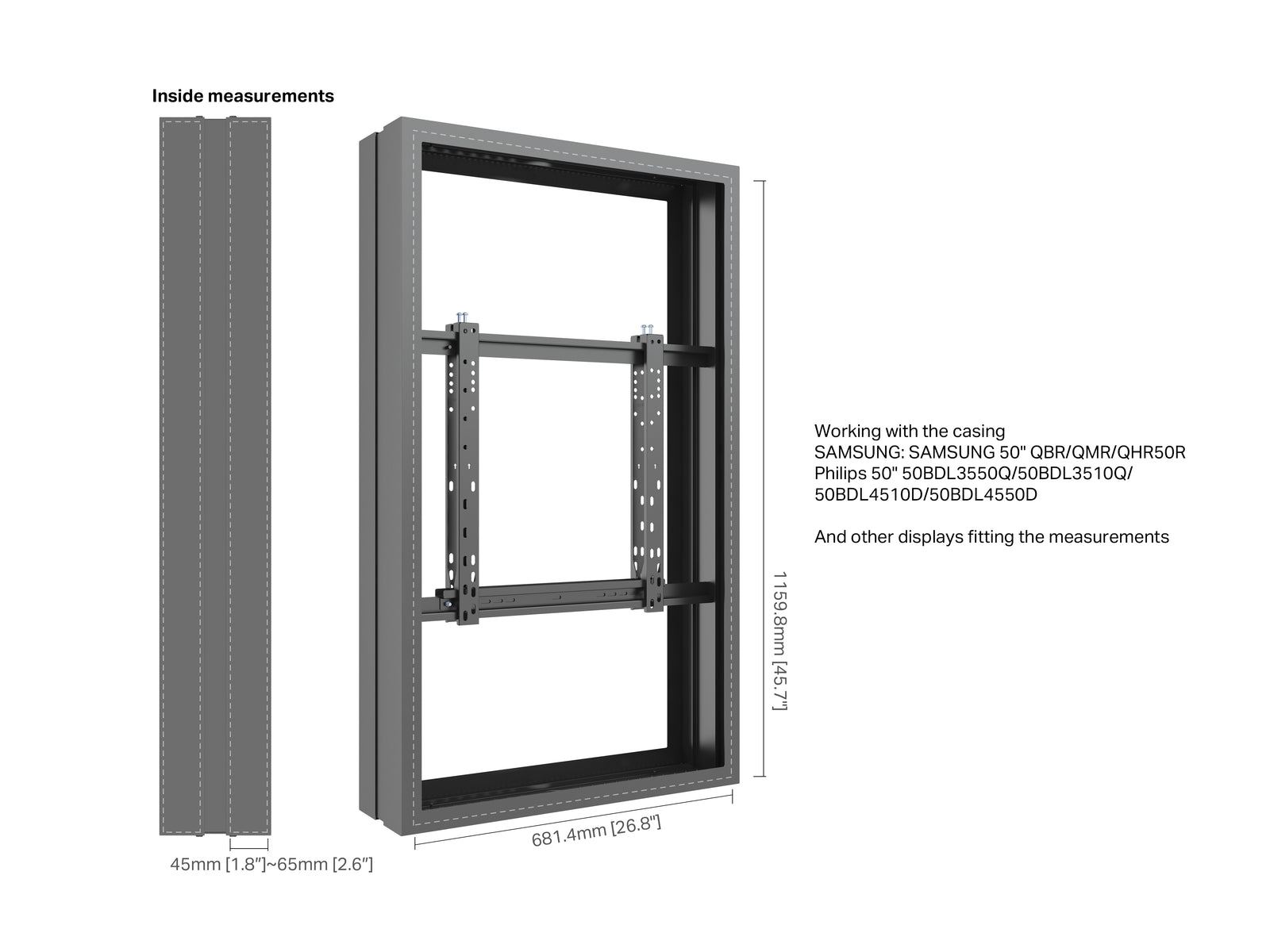 Multibrackets M Pro Series Enclosure 50" Medium B2B Black Signage Display Enclosures Multibrackets