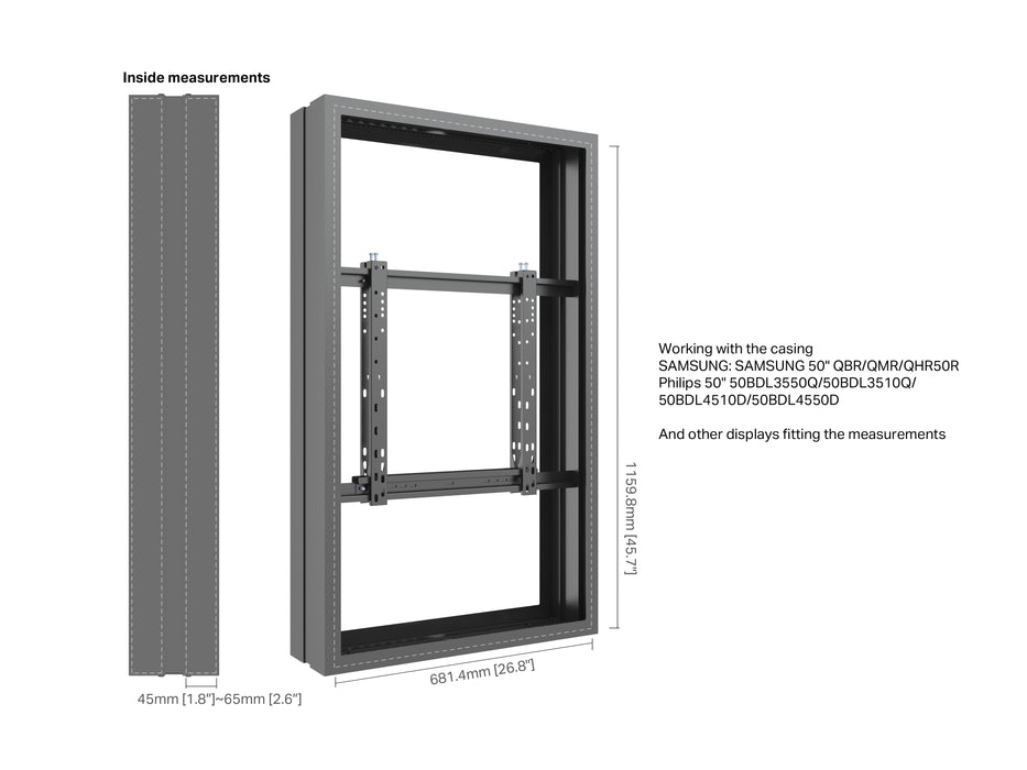 Multibrackets M Pro Series Enclosure 50" Medium B2B Black Signage Display Enclosures Multibrackets