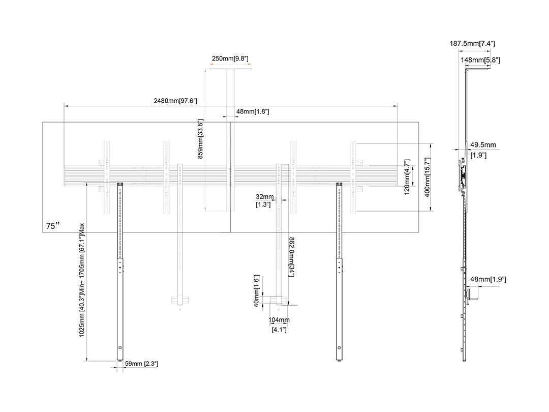 Multibrackets M Pro Series Collaboration Side by Side (32" - 75") Wall Mount Bracket Multibrackets