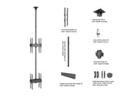 Multibrackets MBC2U2P M Pro 3m 4-Screen Ceiling Mount For 40"-65" Screens | 7340234813988 Ceiling Mount Bracket Multibrackets