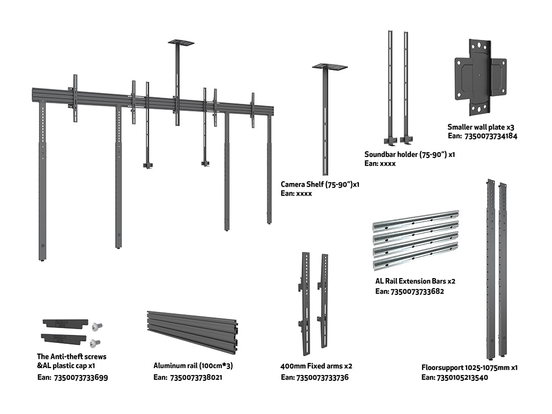 Multibrackets M Pro Series Collaboration Side by Side - (32" - 90") Wall Mount Bracket Multibrackets
