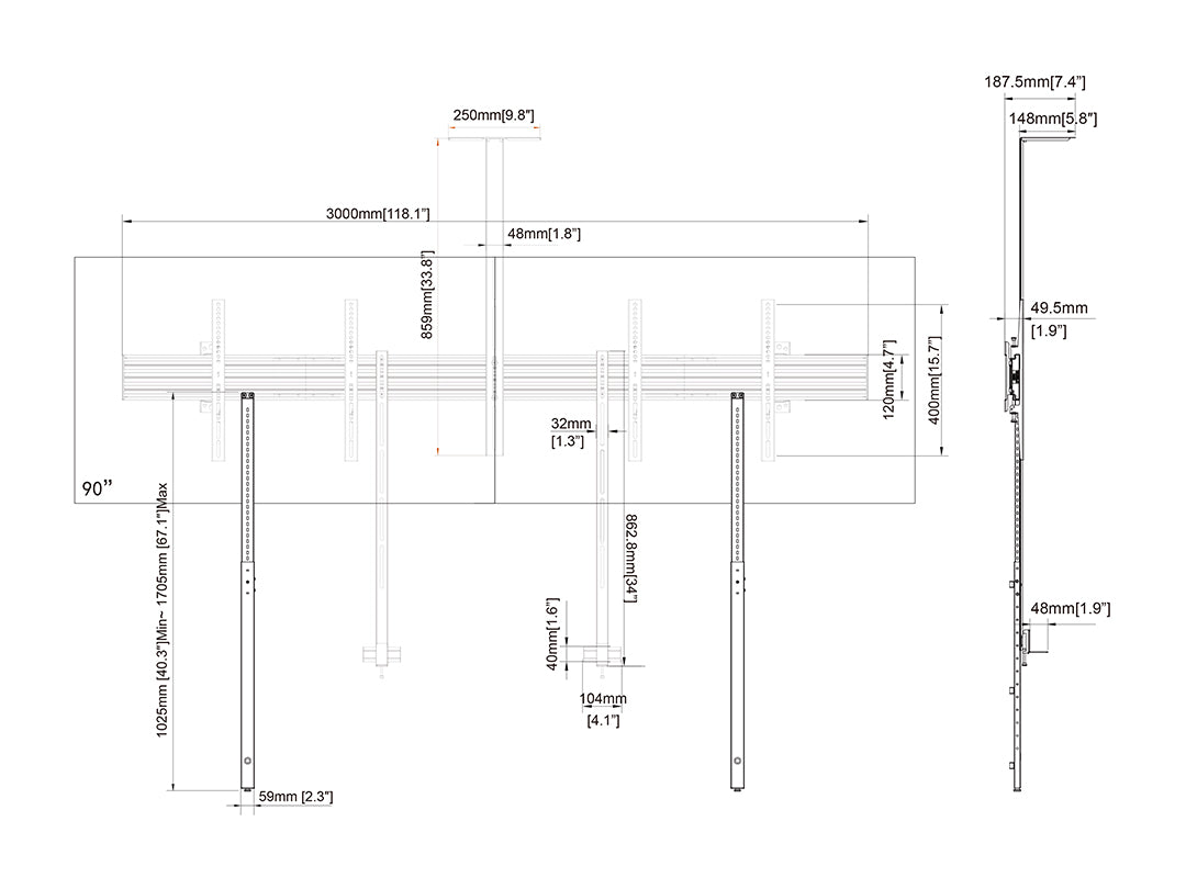 Multibrackets M Pro Series Collaboration Side by Side - (32" - 90") Wall Mount Bracket Multibrackets
